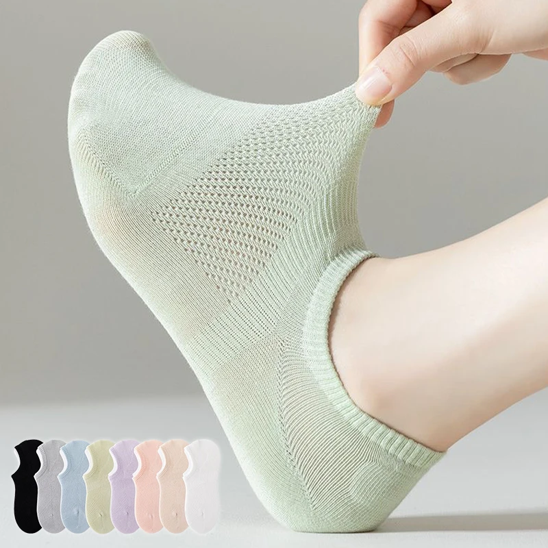 

3Pairs Women Solid Boat Socks Breathable Versatile Casual Comfortable Non Slip Invisible Sock Summer Thin Lightweight Sox Female