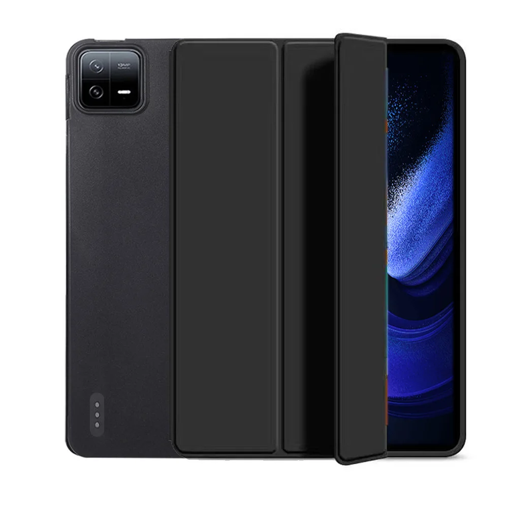 

Для Xiaomi Poco Pad X1 11.2 дюйма, Poco Pad M1 12.1 дюйма: защитный чехол-подставка из ПУ с трехсекционной складной подставкой и мягкой задней панелью из ТПУ