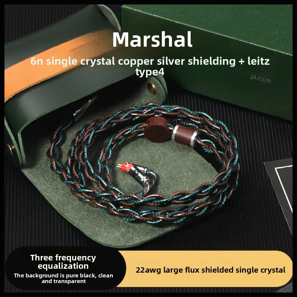 FiftyStrings Marshal Headphone Upgrade Cable 6N Single Crystal Copper Silver Braid Coaxial Shielding 0.78/mmcx 3.5+2.5+4.4mm