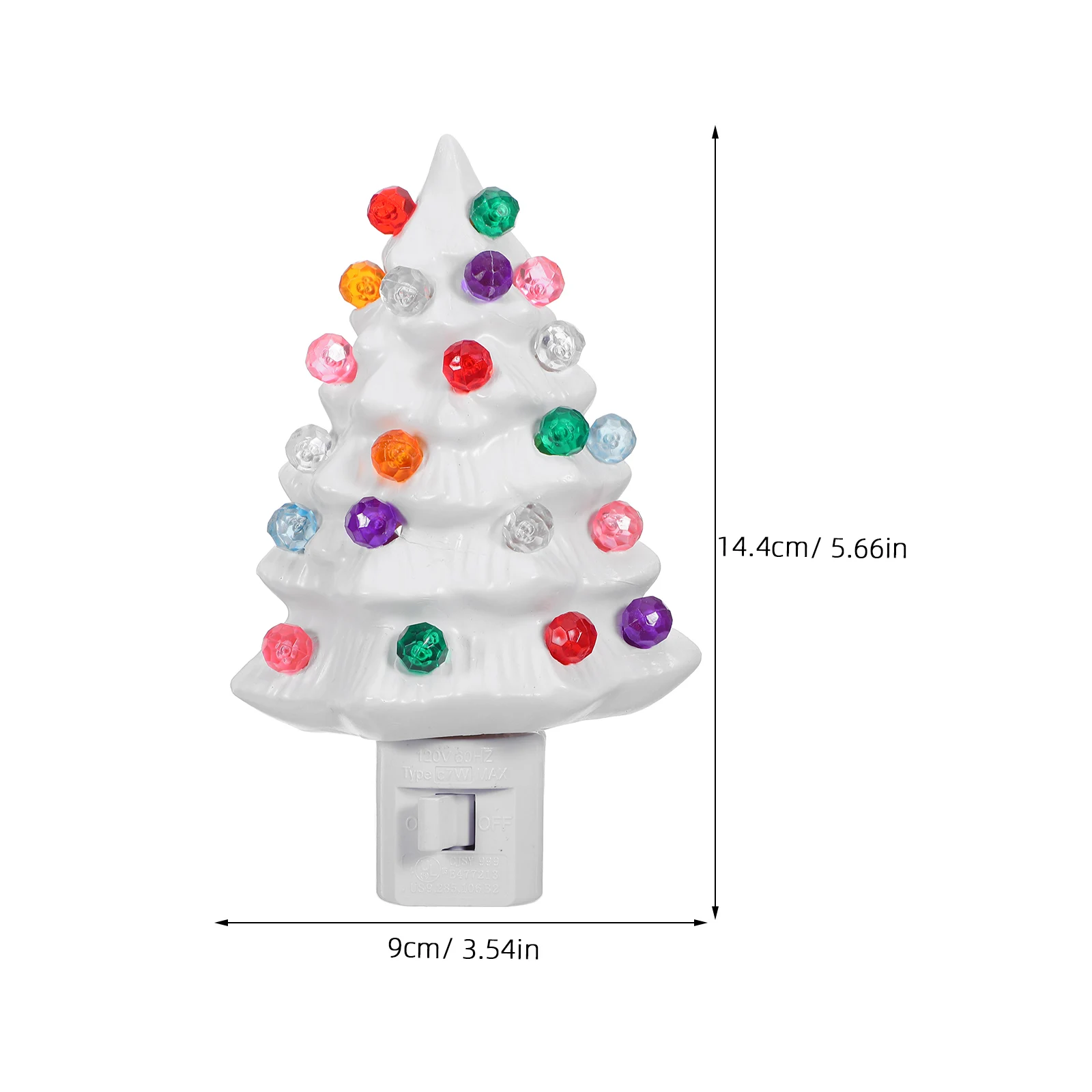 Kerstboom Nachtlampje 3D Hars Roterende Plug 360 Graden LED Warme Gloed Vakantie Decor voor Slaapkamer Badkamer Keuken Kinderen