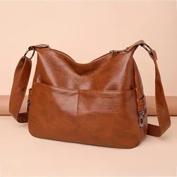 Retro Large Capacity Hobo Bag, Fashion Casual Solid Color PU Leather Crossbody Bag, Women's Simple Versatile