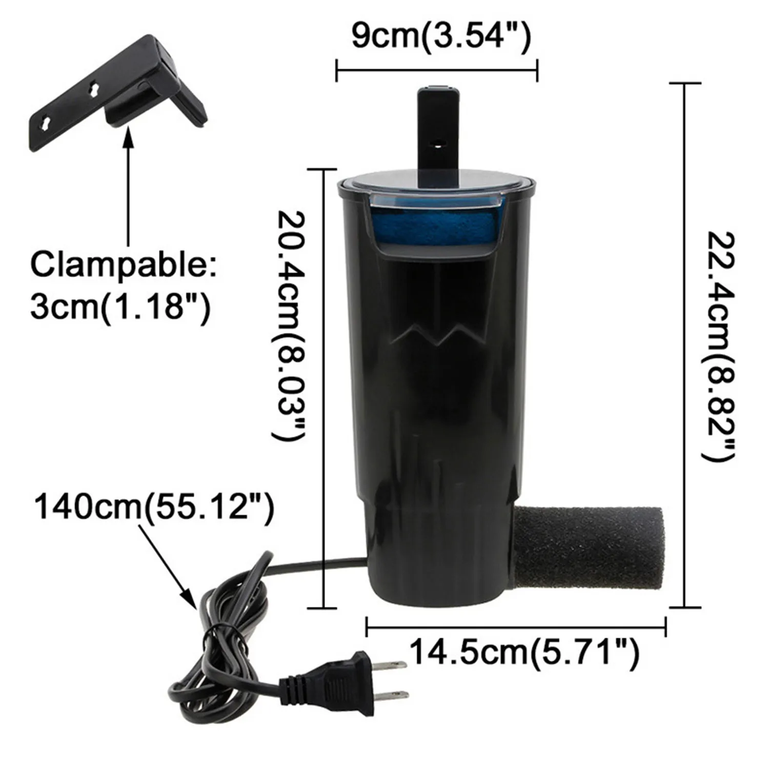 

Aquarium Filter 5W Low Water Level Reptile Filter Suspended Waterfall Plastic Cleaning Water Pump Water Circulation Turtle