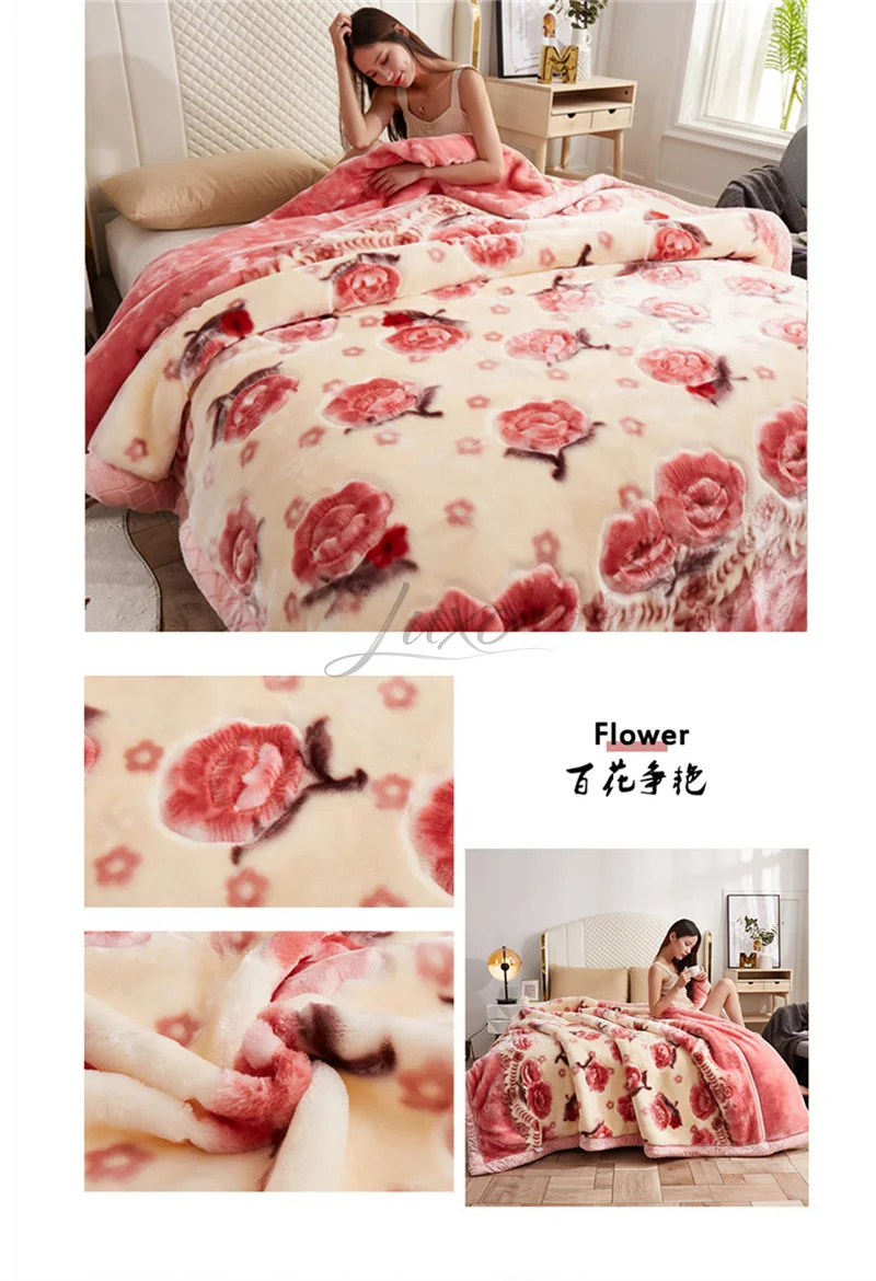 New Warm Weighted Blankets for Beds High End Thicken Warmth Raschel Blanket for Winter Autumn Double Side Plush Comforter Quilt