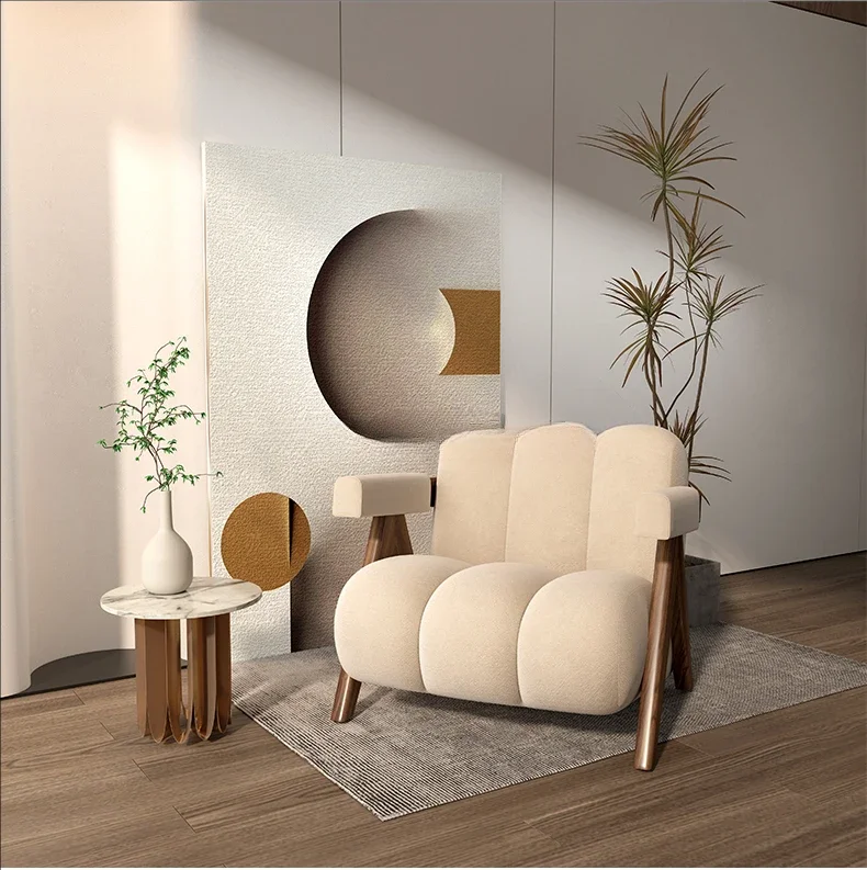 White Sherpa Fabric With Solid Wood Velvet Fabric Cough Living Room Sofa Furniture Chair For Home