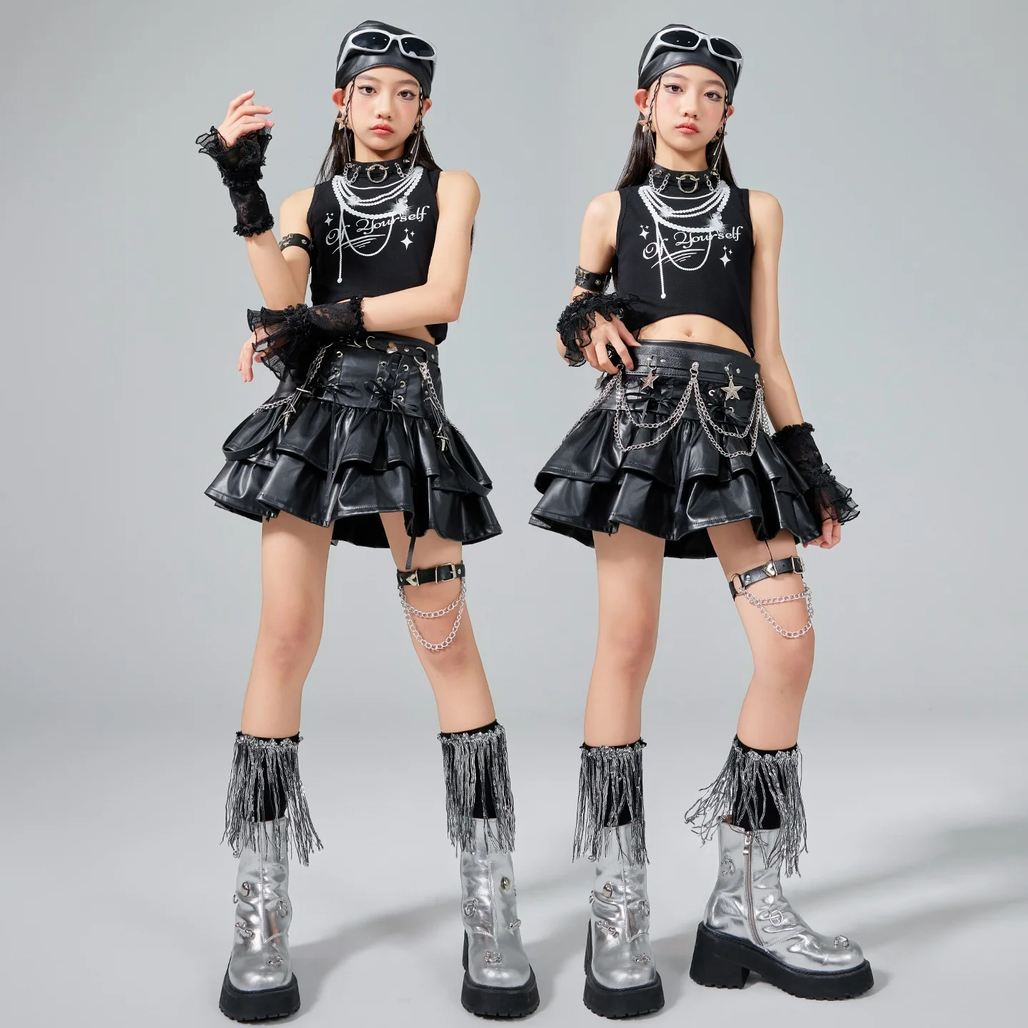 Vêtements de rue pour enfants, vêtements Hip Hop pour filles, Costumes de danse Jazz, tenues K-pop pour enfants, Costumes de spectacle sur scène XS9993