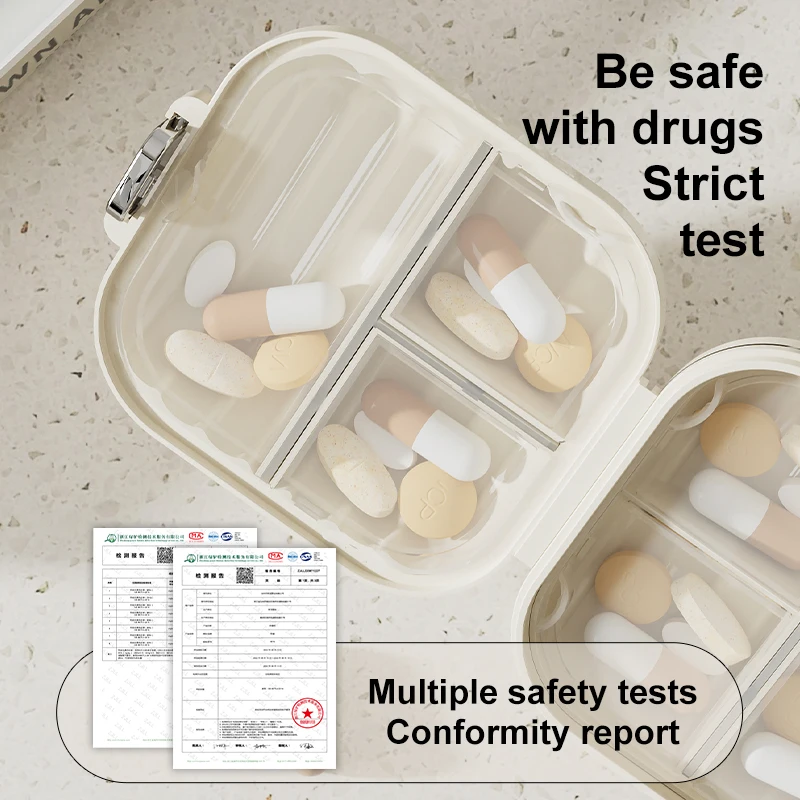 Portable Mini Pill Box, Outdoor Travel Pocket-sized Compartmentalized Pill Storage Box with Sealed Moisture-proof Design