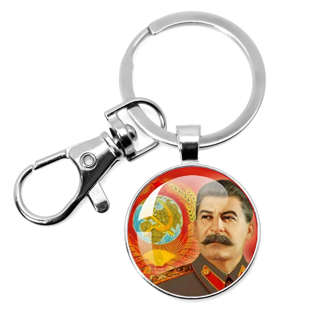 CCCP Soviet Badges Russia 25MM/30MM Keychain Space Flight Universe USSR Soviet Communism Charm Glass Cabochon Key Rings Jewelry