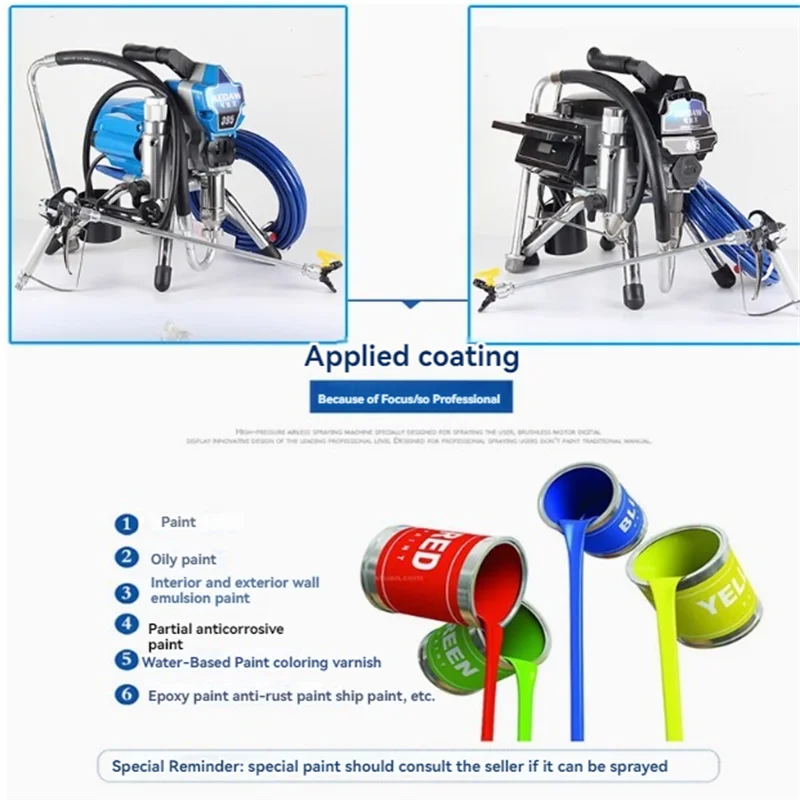 3000W Professional High-pressure Airless Spraying Machine Paint Wall Spraying Machine 395/495 220V Latex Paint Spraying Machine