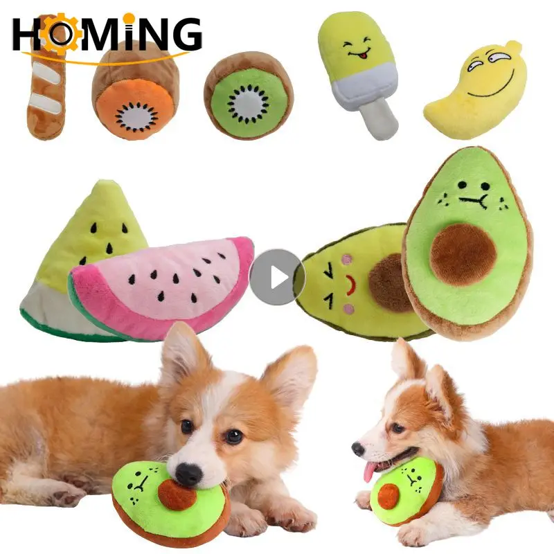 Juguetes de peluche chirriantes para perros pequeños y medianos, Kiwi, aguacate, masticadores agresivos para mascotas, productos para gatos, accesorios para cachorros