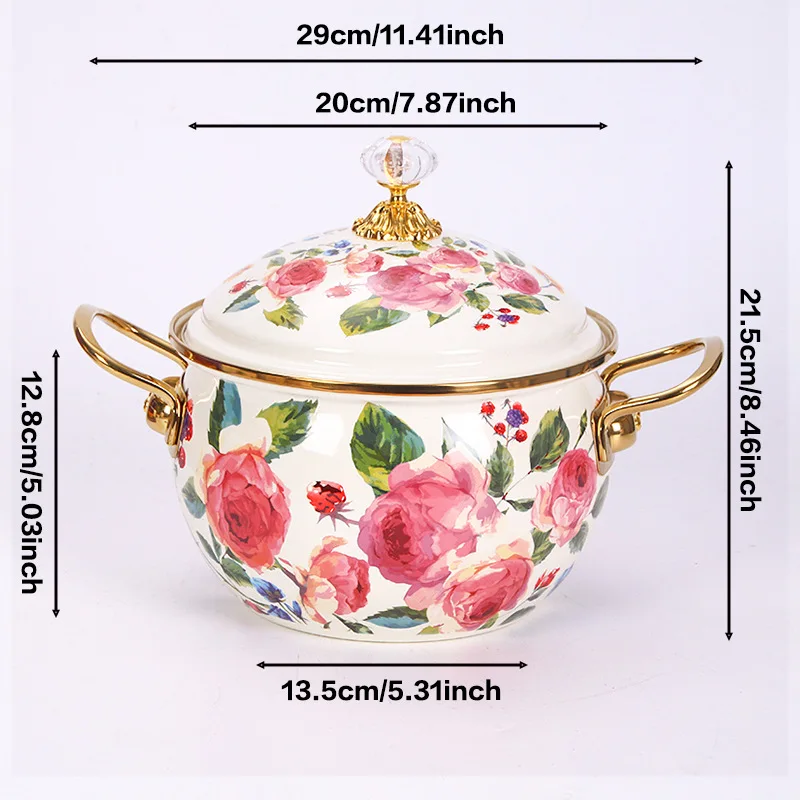 Kitchen Cookware Enameled Saucepan Thickened Amphora Pot Gold Handle Enamel Pot Kitchen Utensils Dinnerware Saucepan