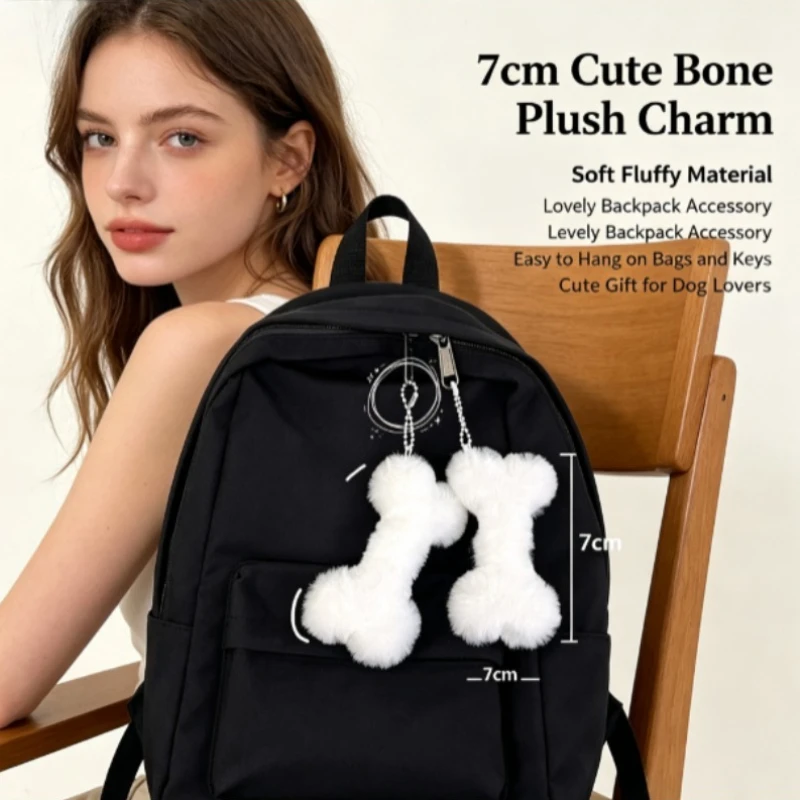 Cute Soft Bone Plush Bag Charm, Unique Dog Bone Stuffed Pendant, Lovely Backpack Accessory for Students & Couples