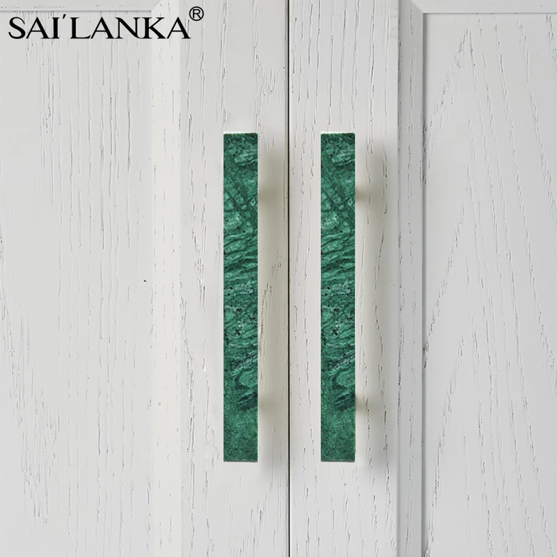 Brass marble cabinet door handle Nordic style light luxury modern green white wardrobe door