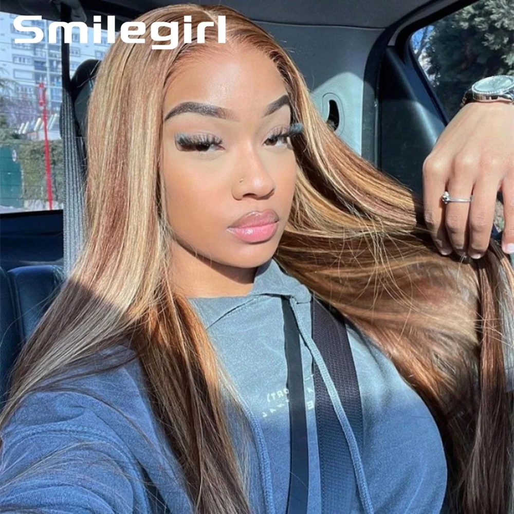 

250 Density 427 Highlight Ombre Wig Human Hair Straight 13X6 Hd Lace Frontal Wig Pre Plucked Brazilian Wigs Original 30 38 Inch