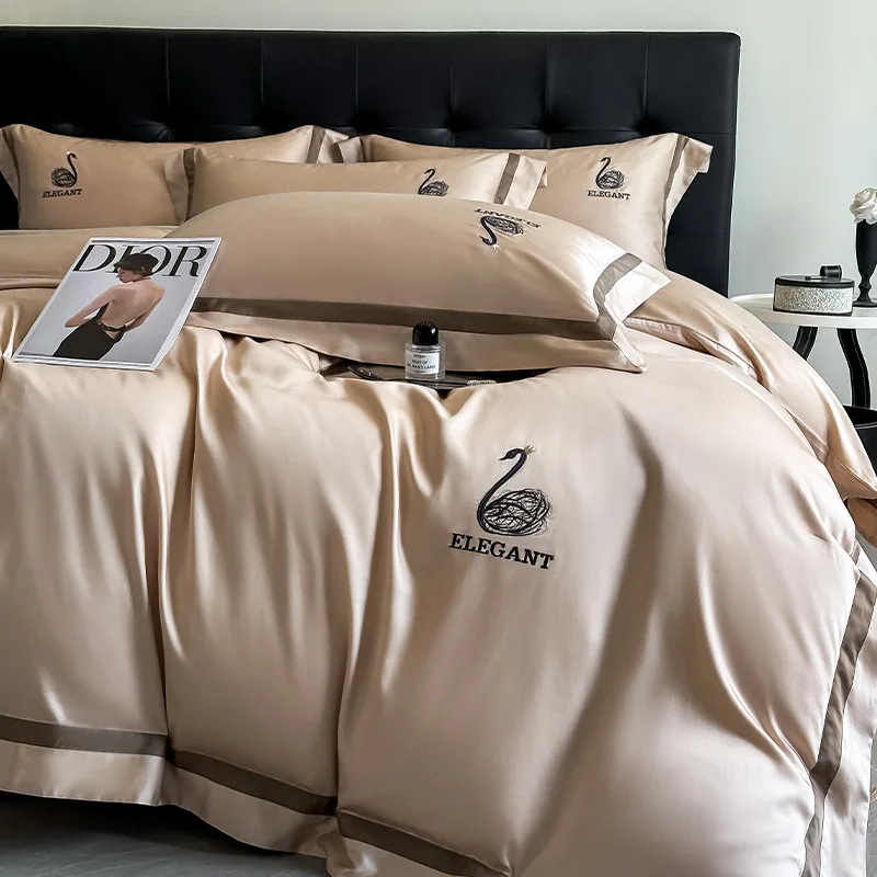 

Customizable 2025 new class A 60S100 satin pure cotton swan dance four-piece set
