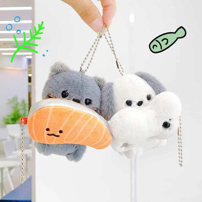 Cartoon Cute Magnetic Puppy Bone Plush Doll Keychain Pendant Creative Couple Backpack Decoration Pendant Doll Gifts