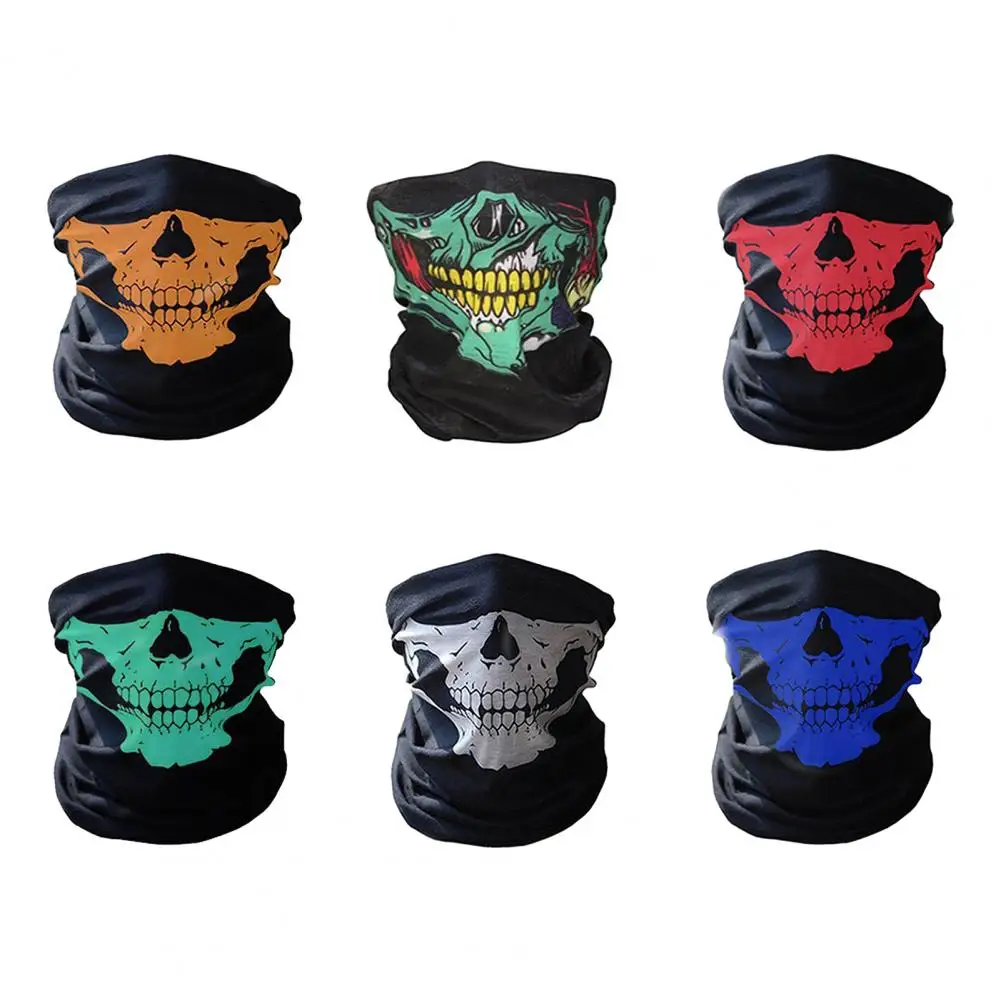 Men Women Cycling Neck Gaiter Halloween Skull Outdoor Breathable Sun UV Protection Motorcycle Face Guard Shield Bandana Scarf