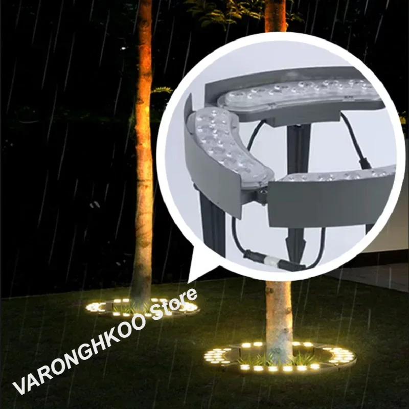 16W DC24V IP66 Waterproof Durable Ring Column Light Outdoor Garden Landscape LED Holding Tree Lamp Plug-in Ground Spotlight