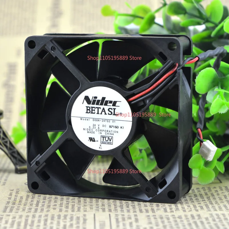 New CPU Cooling Fan NIDEC D08A-24TS2 01 24V 0.23A 8CM Inverter Fan Computer Fan 80*80*25MM
