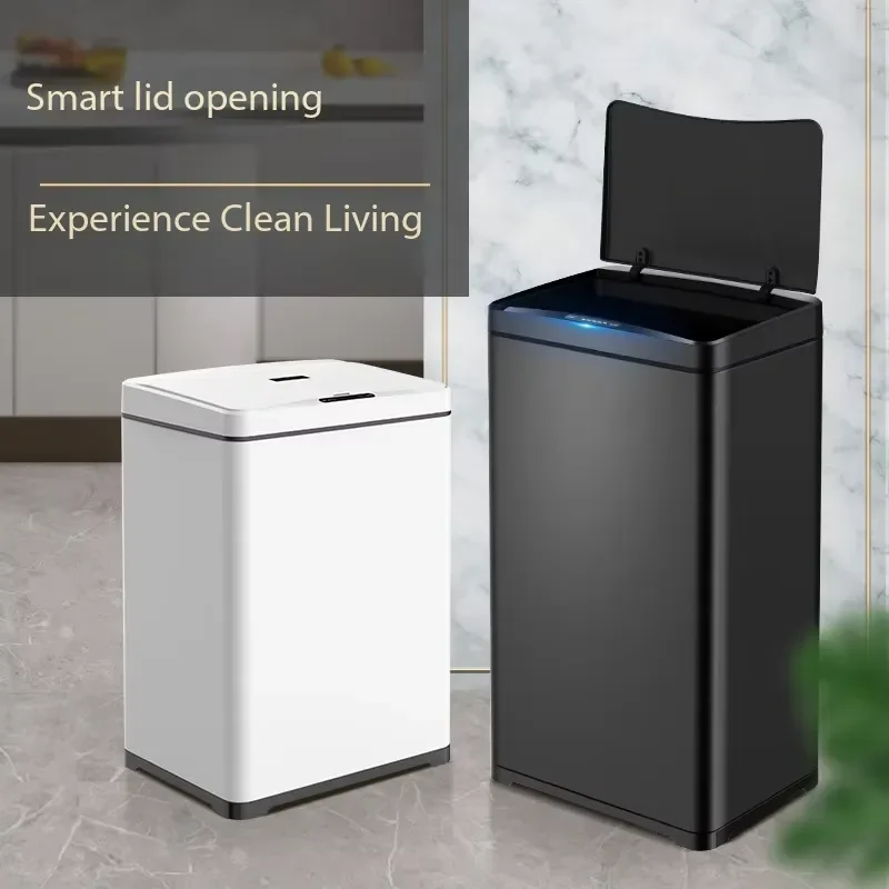 Smart Automatic Sensor Trash Can 30L 40L 50L Large Capacity Non Contact ABS Waste Bin for Kitchen Home Office Commercial Use