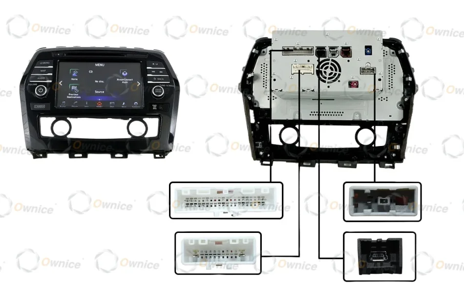 Ownice 10.1 Car Radio Fascias Frame for Nissan Maxima A36 2015 - 2020 Stereo Panel Harness Wiring Power Cable Adapter Canbus Kit