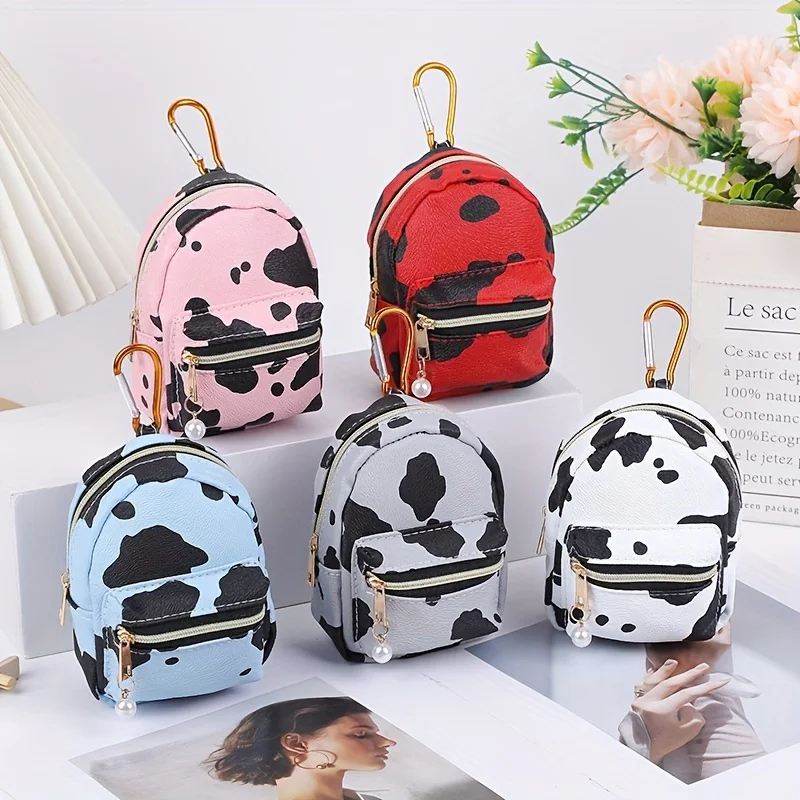 Mini Cute Printed Coin Wallet Kawaii Portable Keychain Cute Backpack Shape Storage Bag Key Change Storage Bag Backpack Pendant