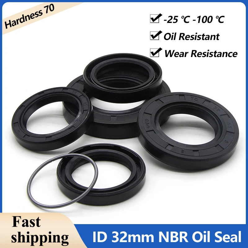 2/5pcs ID 32mm NBR Oil Seals TC-32*42/43/44/45/47/48/50/52/55/56/60/62/65/72*7/8/10/12mm Nitrile Rubber Shaft Double Lip Gasket