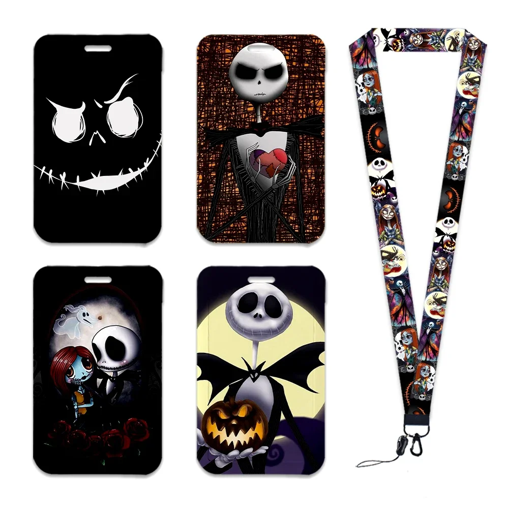 Disney-The Nightmare Before Christmas ID Card Holder Lanyards, réinitialisation rétractable, Neck Strap, Credit Card Case, Danemark ge Keychain Holder