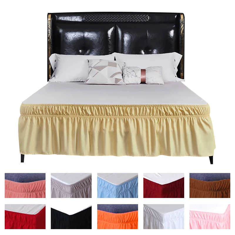 Bed Skirt Elastic Band Wrap Around Bed Skirt Home Hotel Bed Skirt Bed Cover Without Surface Couvre Lit Bed Protector