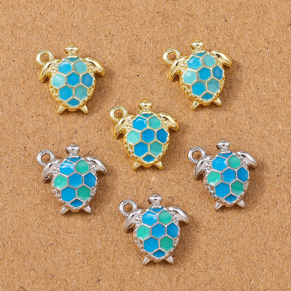 5 Stück 12 x 12 mm niedliche Schildkröten-Anhänger für die Schmuckherstellung, Ohrringe, Halskette, DIY, handgefertigtes Armband, Zubehör – Detail 6