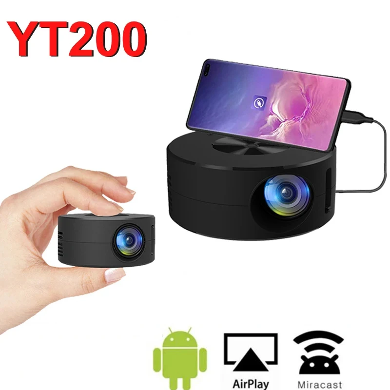 yt200-スマートホーム高精細ミニチュアポータブルプロジェクター小型携帯電話プロジェクターワイヤレス投影サポート-1080p
