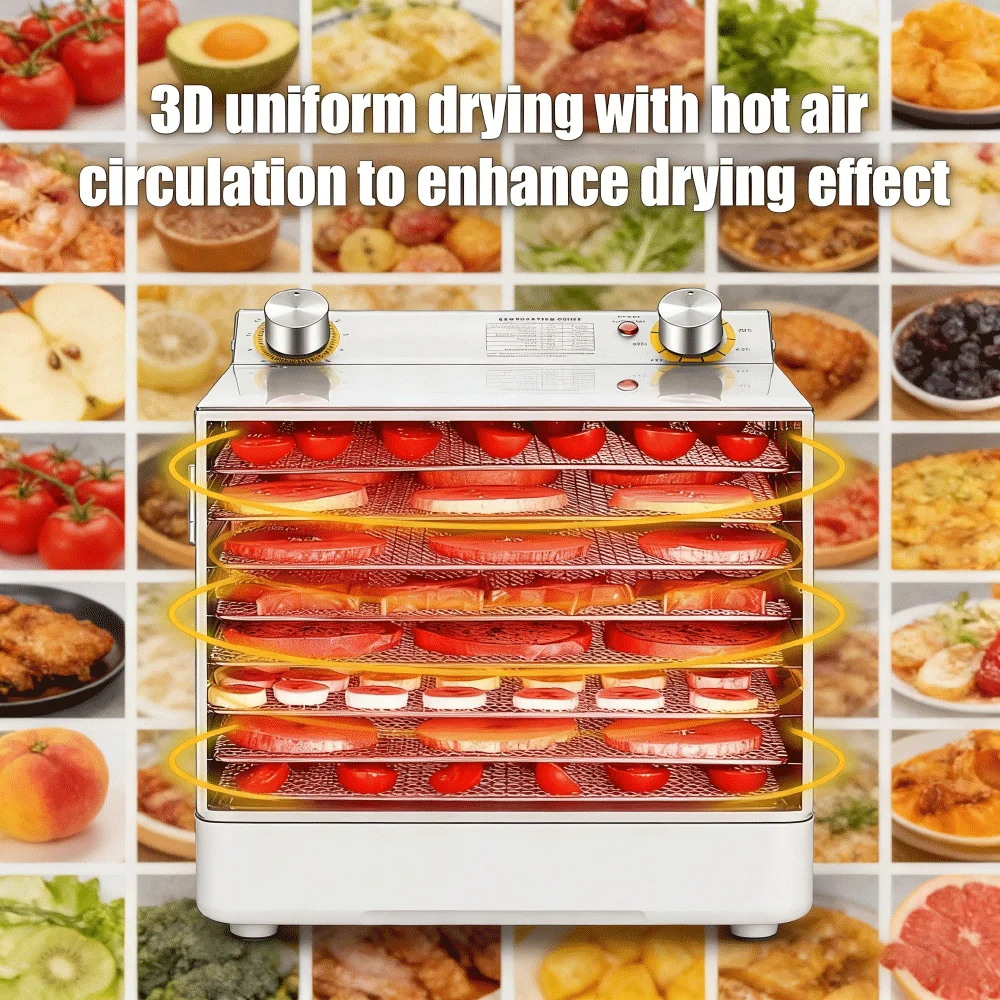 6/8/12/18 Layers Food Dehydrator Home Fruit Timing Temperature Air Dryer Vegetable Meat Medicinal Material Smart Food Dehydrator