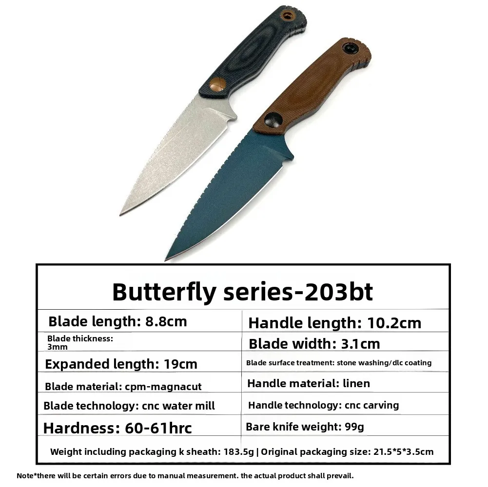 Bm203BT 소형 직선 칼 리넨 손잡이 휴대용 날카로운 야외 캠핑 과일 칼