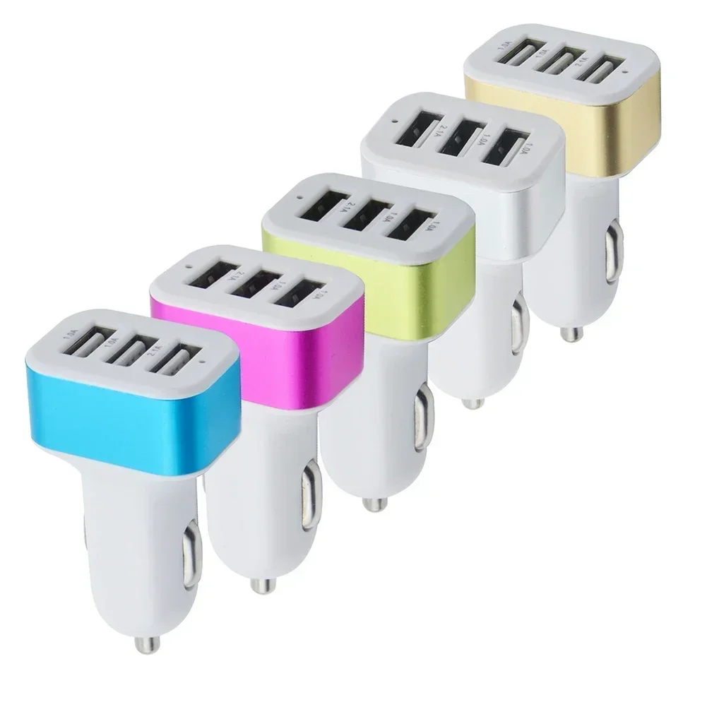 

3 USB Car Charger Fast Charging DC 12V-24V 3 Port Cigarette Socket Lighter Mobile Phone Fast Charger Power Auto USB Adapter