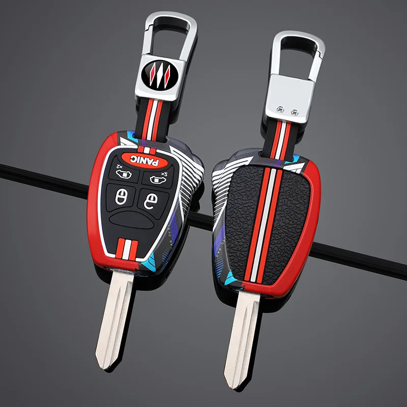 Zinc Alloy Car Key Case for Chrysler Voyager Pacifica 300c PT Cruiser Dodge Caliber Avenger Jeep Grand Cherokee Compass Patriot