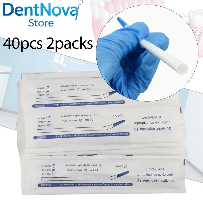 

Disposable Saliva Ejectors 40pcs 2packs Long Slim Suction Tips for Dental Clinic Lab Use High Vacuum