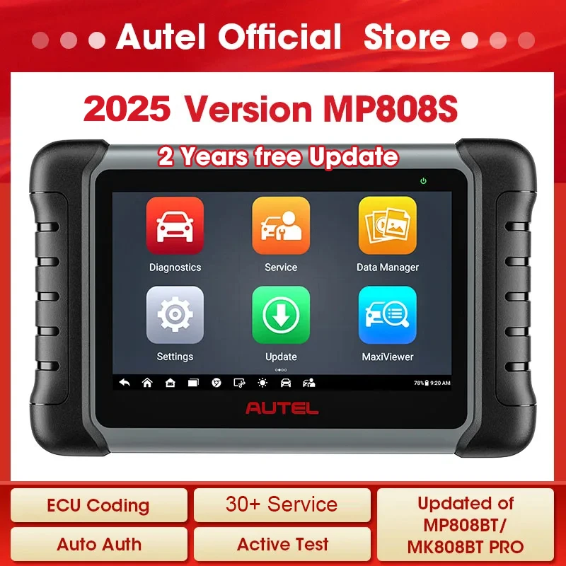 Autel MaxiPRO MP808S Diagnostic Tools Bi-directional Control OBD2 Professional Automotive Scanner ECU Coding PK MK808BT PRO