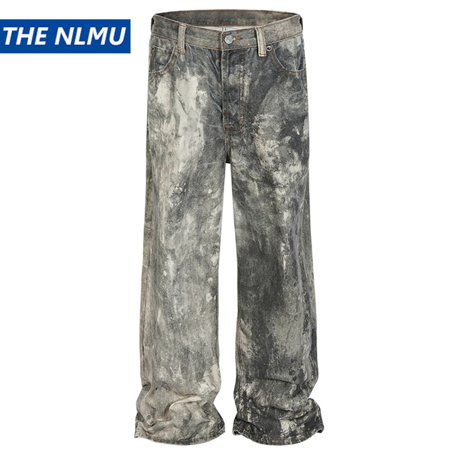 

Dirty Tie Dye Baggy Jeans Men's Streetwear Hip Hop Loose Denim Pants Y2K Vintage Jeans Trousers Luxury Designer Jeans