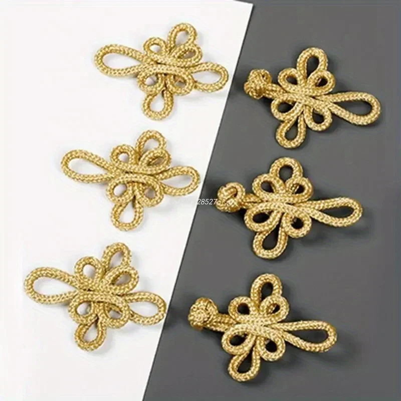 

10PCS Gold Wire Chinese Cheongsam Button Dragonfly Knot Fastener Closures