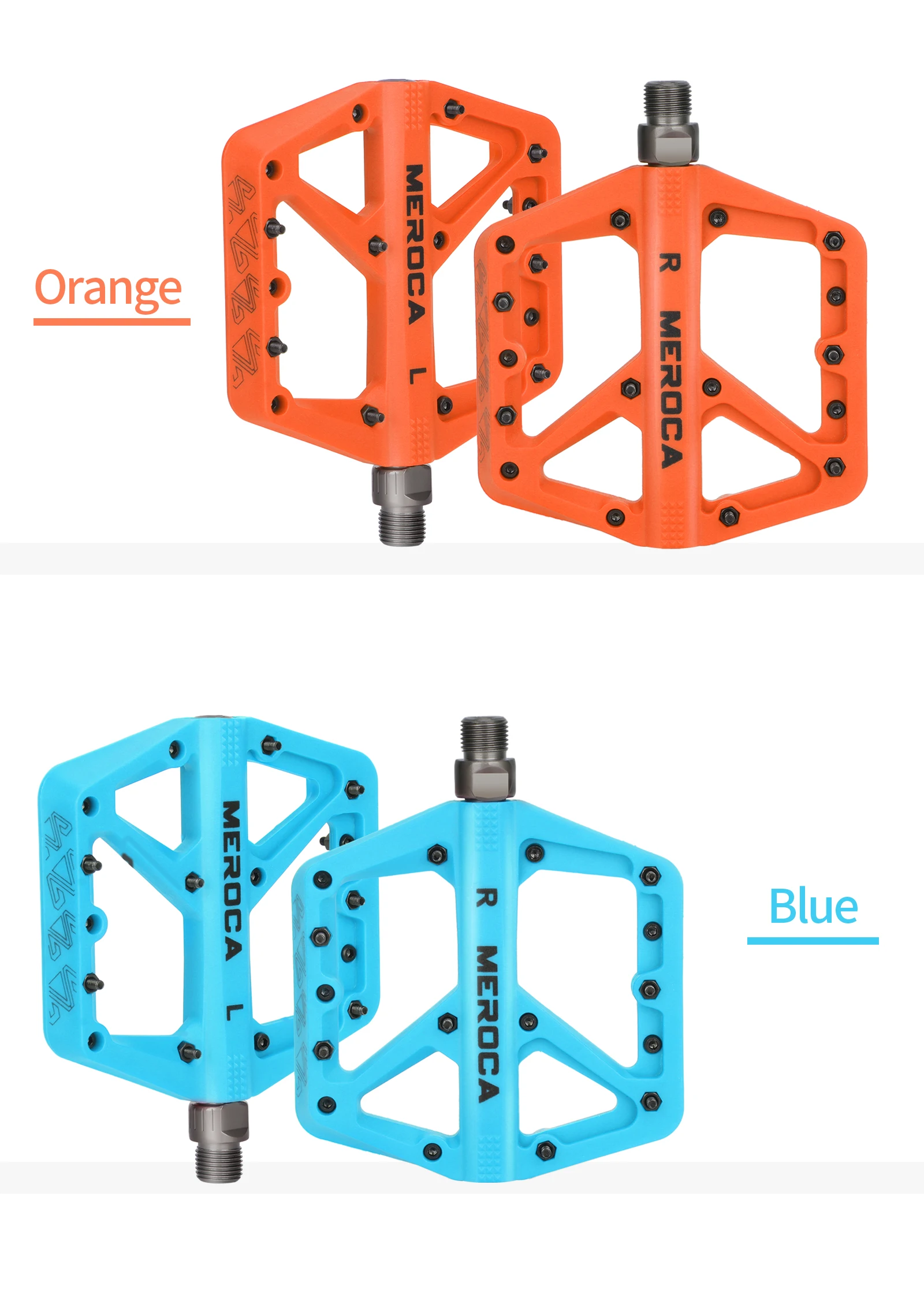 MEROCA Nylon-Fahrradpedale, ultraleichte Dichtungslager, Mountainbike, Rennrad, flache Plattform, wasserdichte Fahrradpedale, rutschfeste Teile – Detail 12