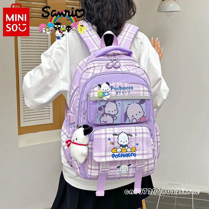 Sanrio 2024 neue Schüler Schult asche modische hochwertige Frauen Rucksack Cartoon vielseitige große Kapazität Mädchen Rucksack