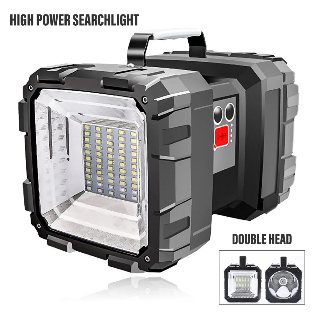 

Camping High Power Led Flashlights Rechargeable Spotlights Searchlight Double Head With Powerful Lamp Bead Waterproof