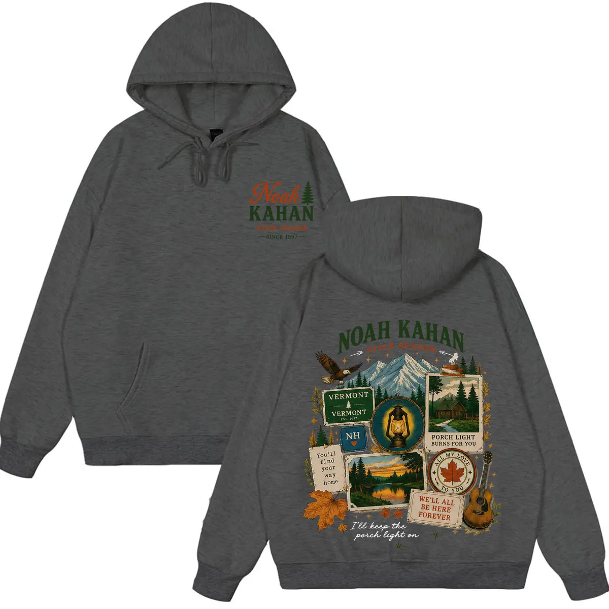 Noah Kahan The Great Divide Tour 2026 Grafikdruck-Hoodie für Herren und Damen, Hip-Hop-Sweatshirt mit langen Ärmeln, lässiger, übergroßer Pullover – Detail 5
