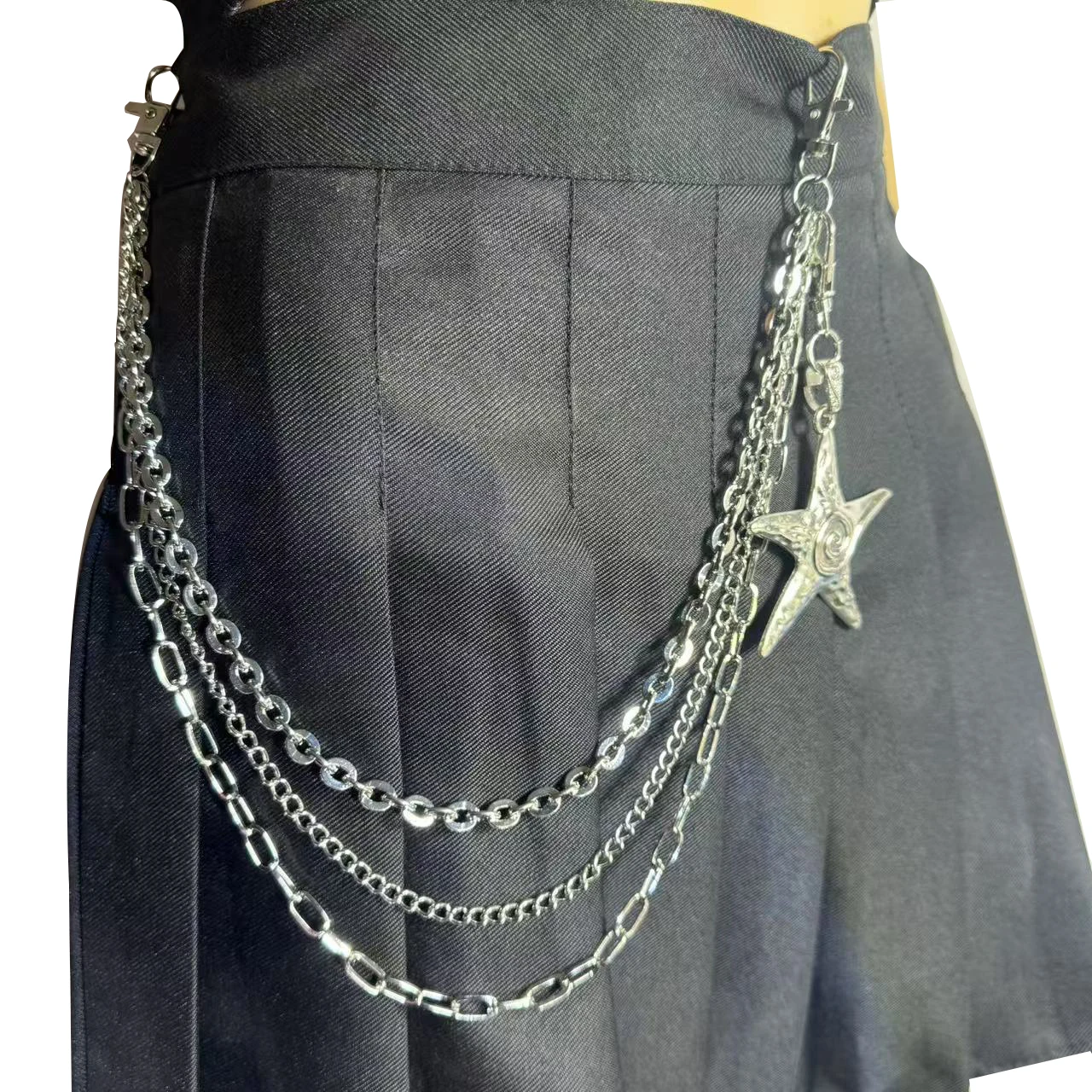 Hip Hop Punk Style Multi-Layered Waist Chain Cool Star Pendant Pants Chain Versatile Chain Decoration Trendy Accessory