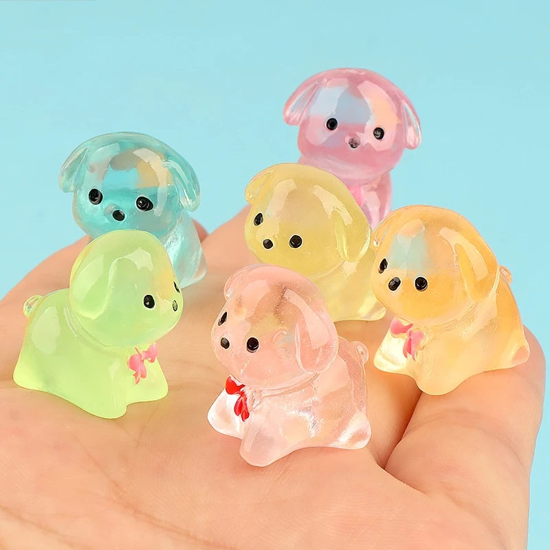 20-Pack Glow-in-the-Dark Cute Puppy Resin Figurines - Miniature Animal Decor for Terrarium, Garden & DIY Crafts