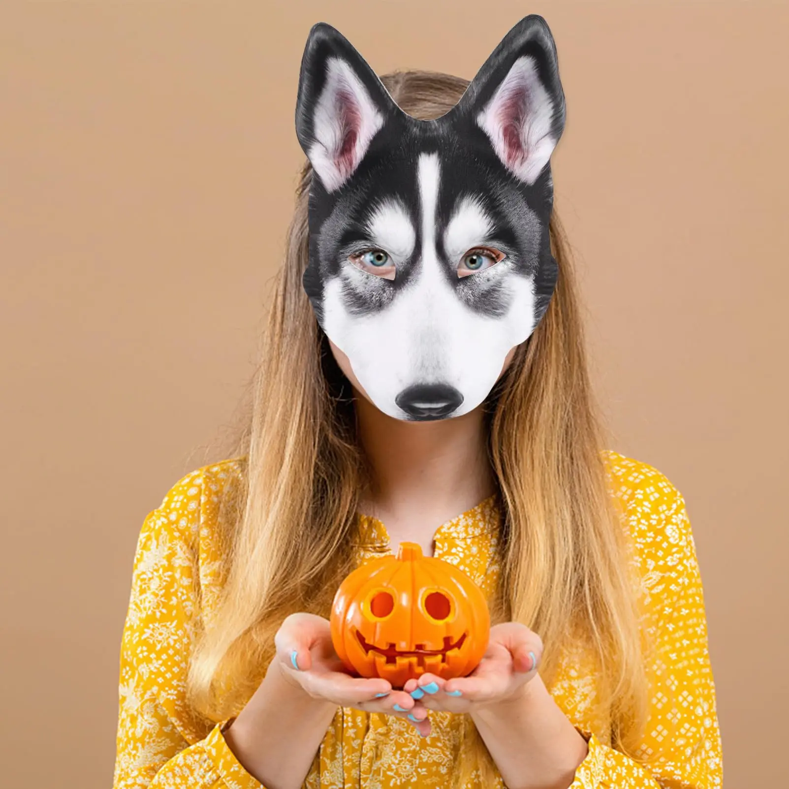 Novelty Husky Dog Mask Cosplay EVA Animal Face Mask Fancy Dress Dog Costume Props for Halloween Cosplay Wolf Mask Carnival Party