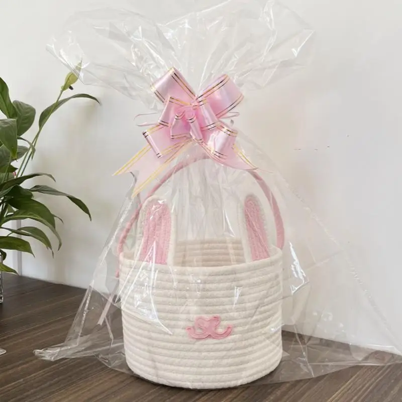 Bunny Ear Basket Easter Bunny Candy Bag Easter Basket Rabbit Bucket Tote Bunny Basket Easter Egg Bag Easter Decorations Treat