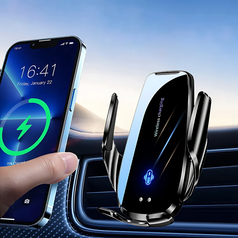 Fast Car Wireless Charging Station For iPhone 15 Pro Max Samsung Xiaomi Huawei Phone Wireless Charger Dashboard Outlet Holder - náhled 4