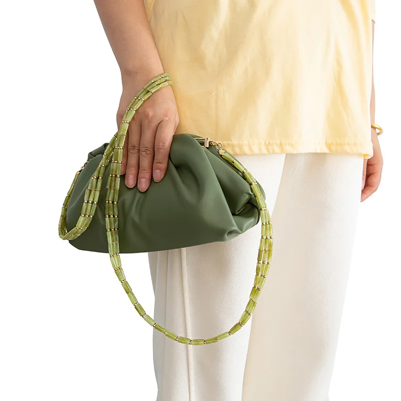 1 pcs New bamboo stylish long crossbody women\'s bag mixed gold style three rows of chain acrylic high quality women\'s bag