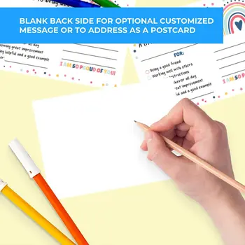 100/200張 2.5 x 3.6 吋 彩虹快樂郵件教師留言卡 給家長課堂良好行為獎勵激勵卡 10 最佳銷售 激勵卡片 - №7