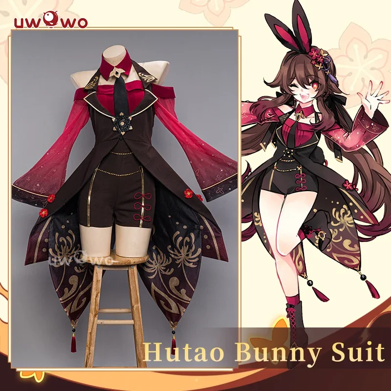 IN STOCK UWOWO Hutao Cosplay Genshin Impact Fanart Hu Tao Bunny Suit Cosplay Cute Ganyu/Kokomi Dress Halloween Costumes